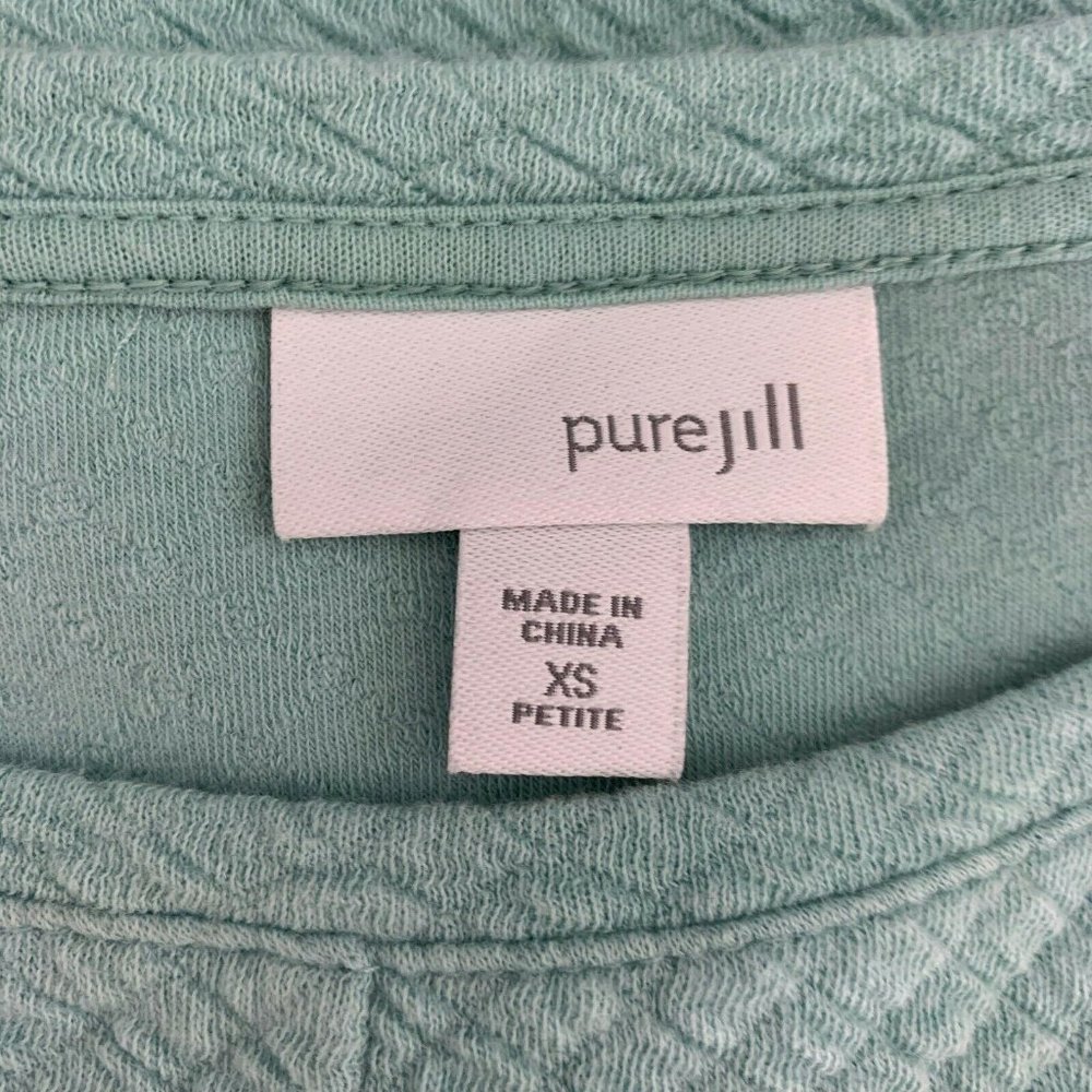 J. Jill Pure XSP Waffle Teal Blue One Pocket Blous - Picture 5 of 7